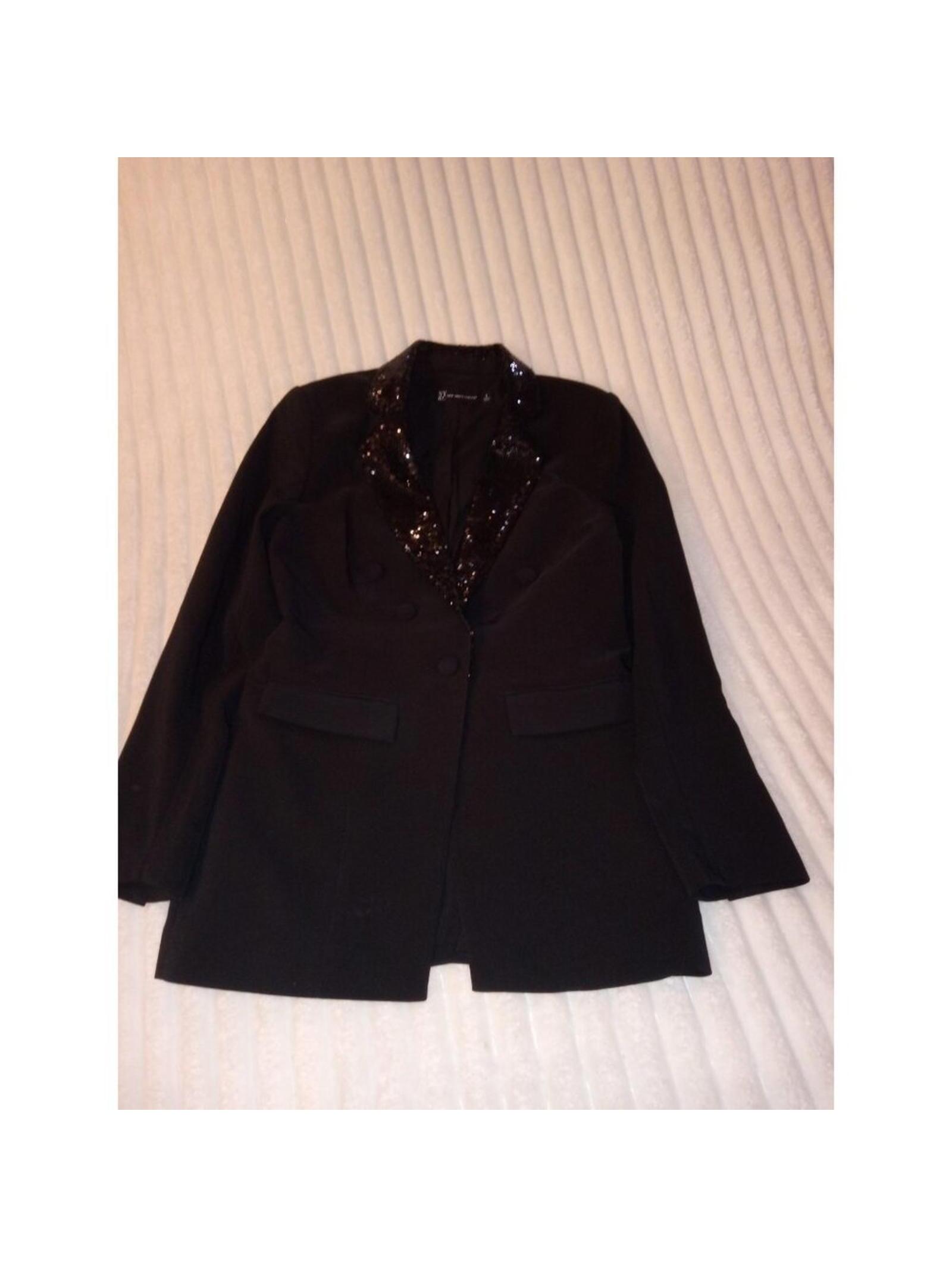 New York And Company Blazer Jacket Women's Size Small Black Sequin Collar